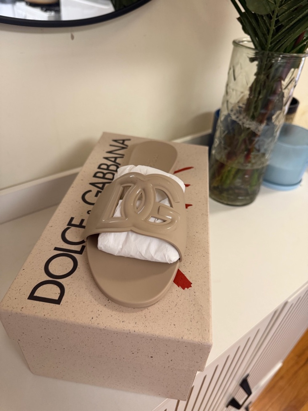 Dolce & Gabbana Neutral Beige Logo Slide Mule - Picture 2 of 7